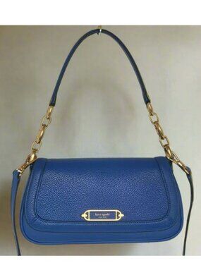Kate Spade Gramercy Small Flap Bag Blue Leather Chain Crossbody